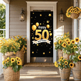 thumbnail image 5 of Glamorous Glittery 50th Birthday Banner with Gold Balloons Crowns Stars and Cakes Backdrop Party Decoration Supplies Photography Props for Birthday Parties Photo Booths Celebrations, 5 of 8