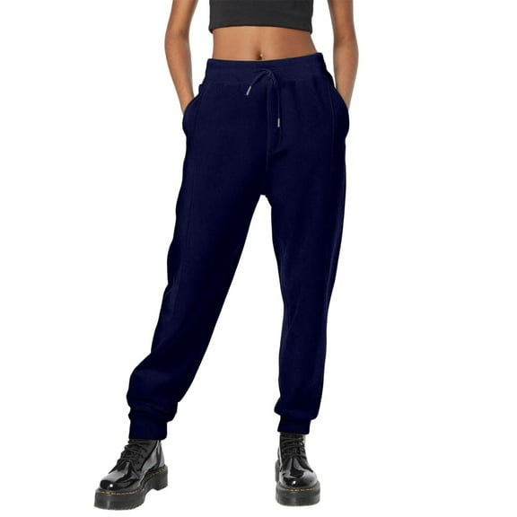 Arlun Women's Casual Oversized Sweatpants Loose Fit Drawstring Elastic Waist Comfortable Pants for Everyday Wear Solid Color Soft Cozy Joggers 2025 Fall Winter Navy M