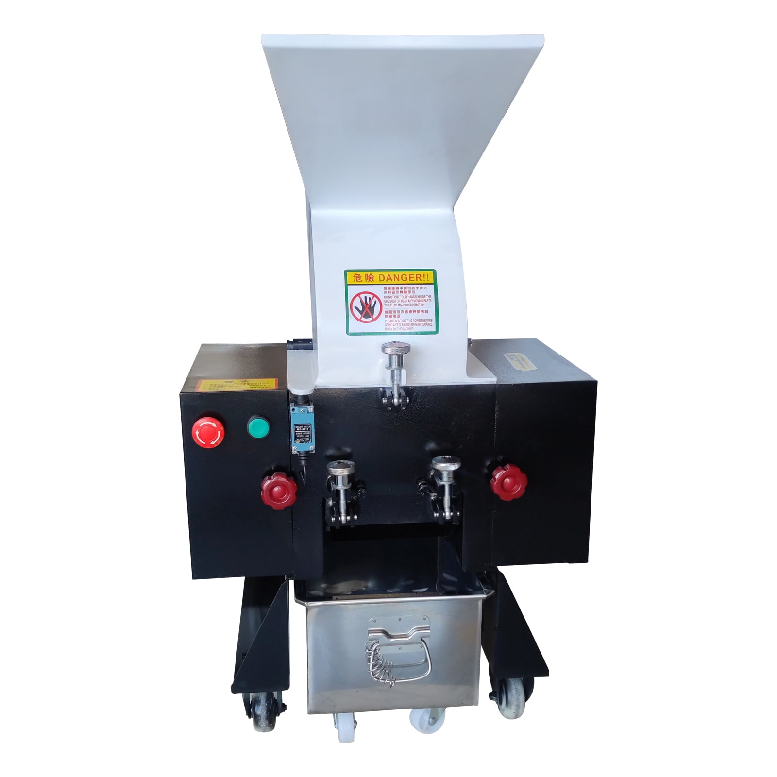 White Plastic Shredder Machine Bottle Granulator Crusher Commercial 220V 1PH 50HZ 2.2KW