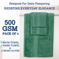 thumbnail image 2 of Casa Lino 4Pc Premium Bath Towel Set (1 Bath Towel, 2 Washcloths, 1 Hand Towel) - 100% Cotton, 400GSM & Ultra Absorbent (Green), 2 of 8