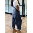 thumbnail image 3 of sicmoss Women's Blue Cotton Baggy Adjustable Strap Denim Bib Overalls Loose Wide Leg, 3 of 4