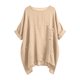thumbnail image 5 of Mujeres Tops Color Sólido Manga Corta Malla Empalme V-Cuello Blusa Casual, Tops de Verano de las Mujeres, 5 of 8