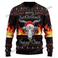 thumbnail image 2 of Suéter navideño feo con estampado 3D de Satan Claus Merry Christmas Hail Satanic, suéter de punto cálido informal unisex para invierno MY11, 2 of 5