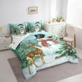 thumbnail image 4 of Manfei Christmas Snowman Child 7 Pieces Bedding Comforter Set, Jungle Magic Reindeer Full Bedding Set, Happy New Year Reversible Fitted Sheet Flat Sheet, Breathable Home Decor, 4 of 8