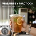 thumbnail image 2 of 100 Vasos de Plástico 12 oz (355 ml) con Tapa Plana para Popote - Vasos Transparentes para Bebidas Frías - Kit de 100 Vasos y 100 Tapas, 2 of 7