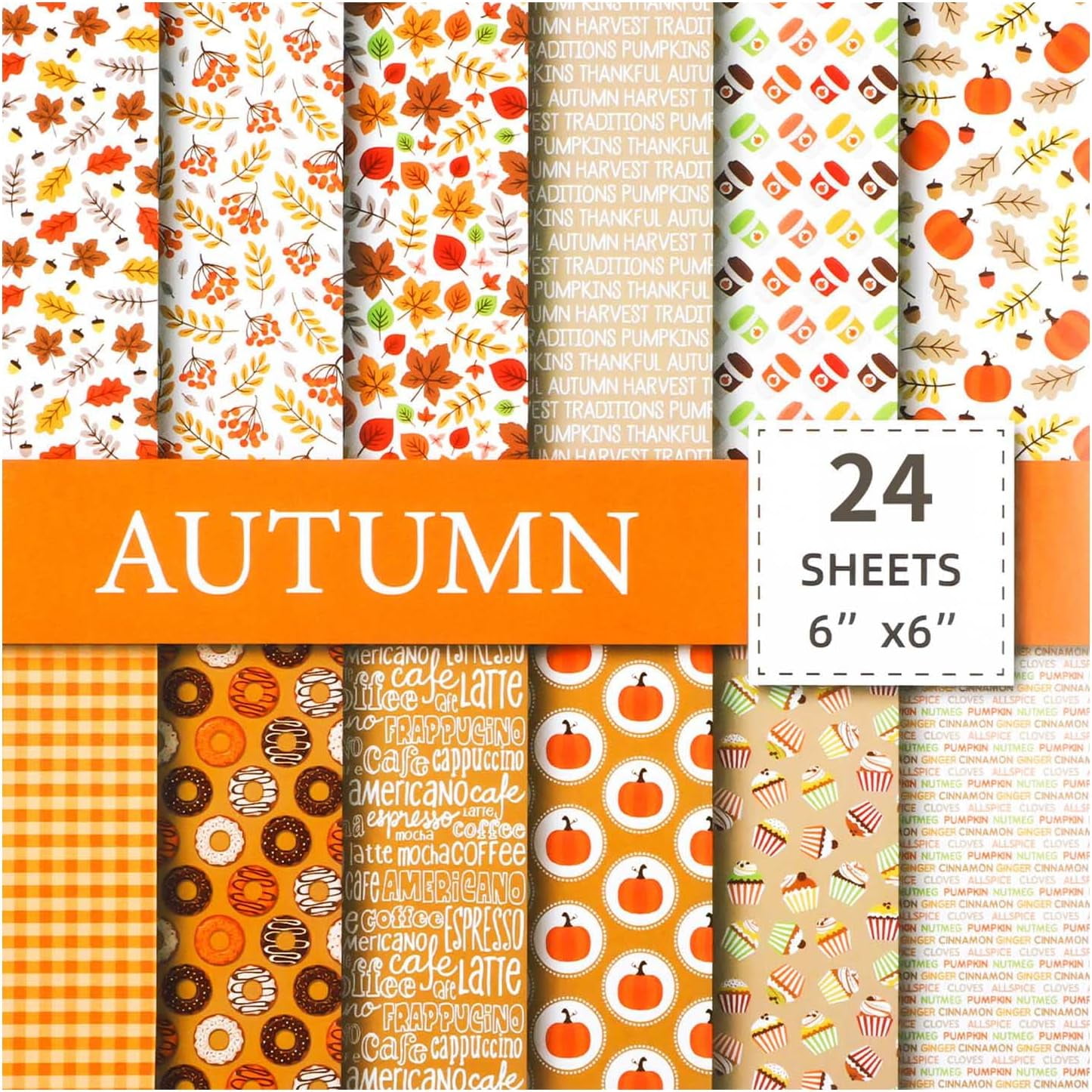 24 Blatt Herbst-Bastelpapier – Doppelseitiges Büffelkaro-Muster, 15,2 X 15,2 Cm – Perfekt Für Scrapbooking, Karten & Herbst-Deko