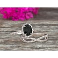 thumbnail image 3 of 10k White Gold 2.75 Carat Oval Cut Black Diamond Moissanite Engagement Rings With Twisted Wedding Band Diamonds Halo Design, 3 of 5