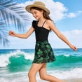 thumbnail image 4 of FASHOFT Girls Swimsuit Ruffle Sleeve One Shoulder Bathing Suit with Floral Print Skirt for Beach Poor Two Piece Girls' Swimwear Black2 13-14 Years, 4 of 6