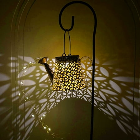 

Outdoor Hanging Watering Can Solar Lights Garden Decorations Hollow Metal Fairy Lights Decorative Waterfall String DIY Art Lantern for Home Patio Yard