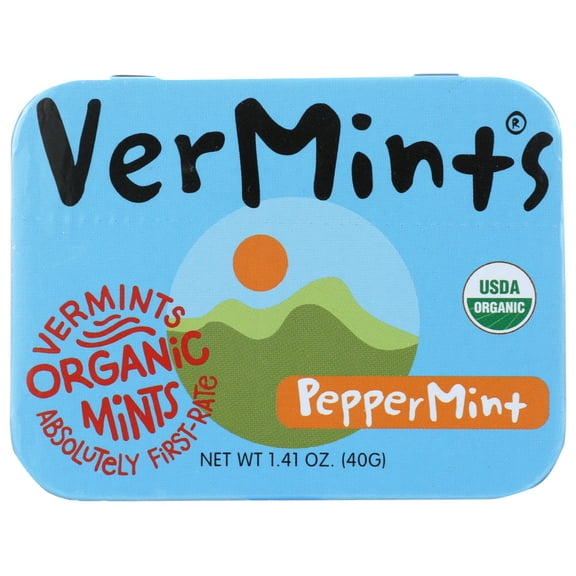 VerMints Organic Breath Mints PepperMint - 1.41oz Tins (6 Pack)