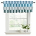 thumbnail image 2 of Colorful Stripe Valances for Windows, Decorative Rod Pocket Window Valance Curtains, Modern Teal Blue Green Vertical Striped Short Curtain Drapes for Kitchen/Living Room, 2 Panels, 60" W x 18" L, 2 of 8