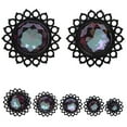 thumbnail image 4 of 1 Par de Tapones para Los Oídos de Flores, de Carne de Cristal, Calibre de Ensanchador de material acero Negro Tribal 16 mm, 4 of 9