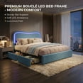 thumbnail image 3 of Yiwa Upholstered Boucle Platform Bed, LED Headboard Frame with 2 Storage Drawers and Wood Slats, No Box Spring Needed, 3 of 7