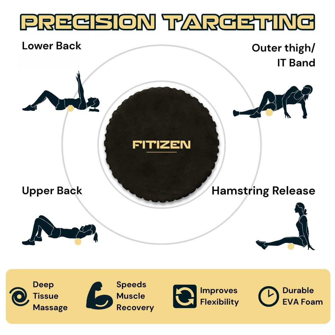 Fitizen Foam Roller - Massage Rehab Stiff Physical Deep Tissue Firm Exercise Equipment Home Gym Yoga Pilates For The Fit Citizen By