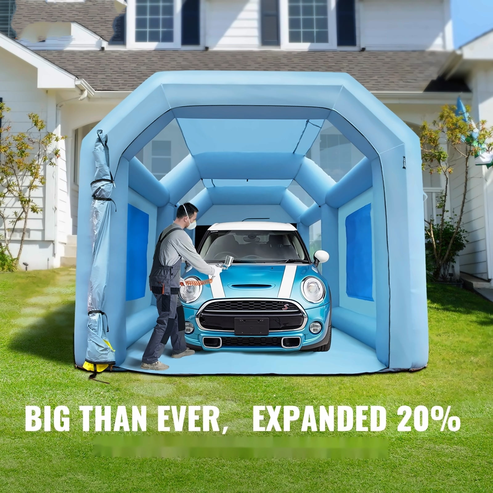 Inflatable Paint Booth 20x10x8ft, Car Spray Booth Tent with Blowers