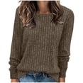 thumbnail image 5 of TEAJOPSUU Women's Pullover Sweatshirts Striped Long Sleeve Crew Neck Sweaters Fall Winter Soft Casual Clothes Loose Fit Brown, 5 of 6