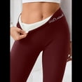 thumbnail image 2 of Leggings de Cintura Alta y Gruesos para Mujer: Pantalones de Yoga, Ciclismo y Entrenamiento con Control de Abdomen Sin Transparencias. Inglés y Vino Tinto L, 2 of 3
