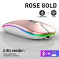 thumbnail image 1 of CHAO Nuevo ratón inalámbrico Bluetooth con USB recargable RGB de 2,4 GHz y 1600 ppp en color oro rosa, 1 of 1