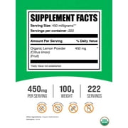 BulkSupplements Organic Lemon Powder - 450mg per Serving - 100 Grams (3.5 oz) - 222 Servings
