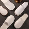 thumbnail image 2 of 10Pcs Set Of Disposable Plush Slippers, Women's And Men's Spa Slippers, Home Hotel  And Travel Non Slip Slippers (White), 2 of 7
