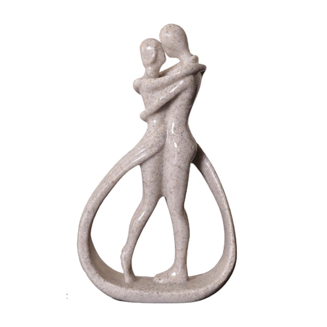 Shangren Couple Statue Lovers Sculpture for Tabletop Entrance Cabinet Home Brown