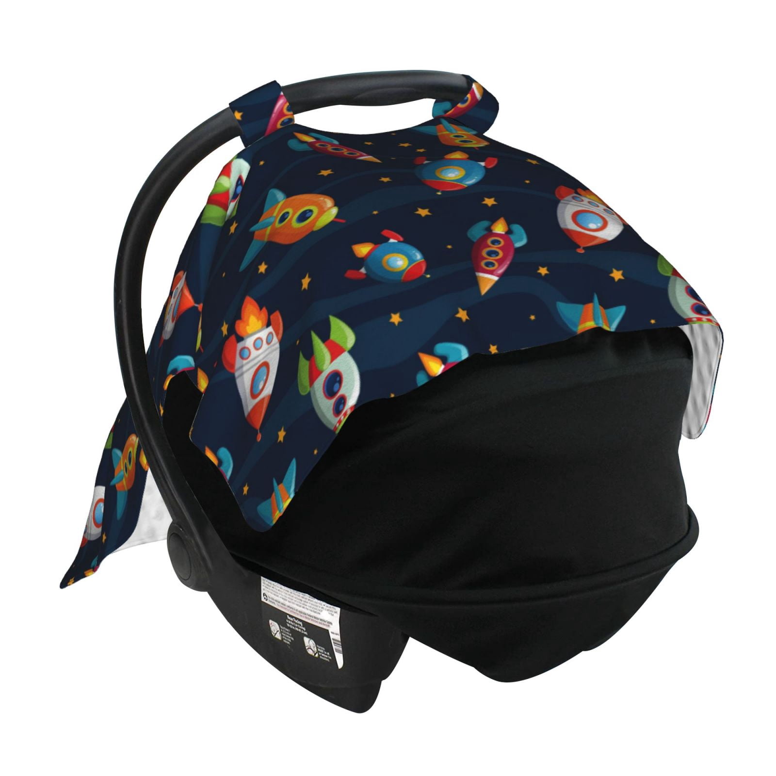 Naloa Spaceships and Stars Baby Car Seat Cover, Breathable Baby Carrier Cover, Multiuse Baby Carrier Cover & Nursing Breastfeeding Cover