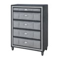 thumbnail image 2 of Global Furniture USA Vanna Dark Gray Upholstered Velvet 5-Drawer Chest, 2 of 4