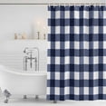 thumbnail image 4 of Navy Blue Check Waterproof Fabric Shower Curtain,Farmhouse Buffalo Plaid Blue Waterproof Fabric Shower Curtain for Bathroom Curtains Bathtubs Hotel Shower Curtains with 12 Hooks Standard 66x72, 4 of 8