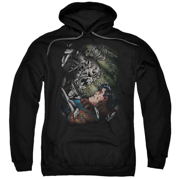 Superman Epic Battle Adult Pullover Hoodie Sweatshirt Black