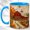 Blue, variant on Autumn Red Barn Coffee Mug, Pumpkin Farm Mug, Ceramic 11 oz