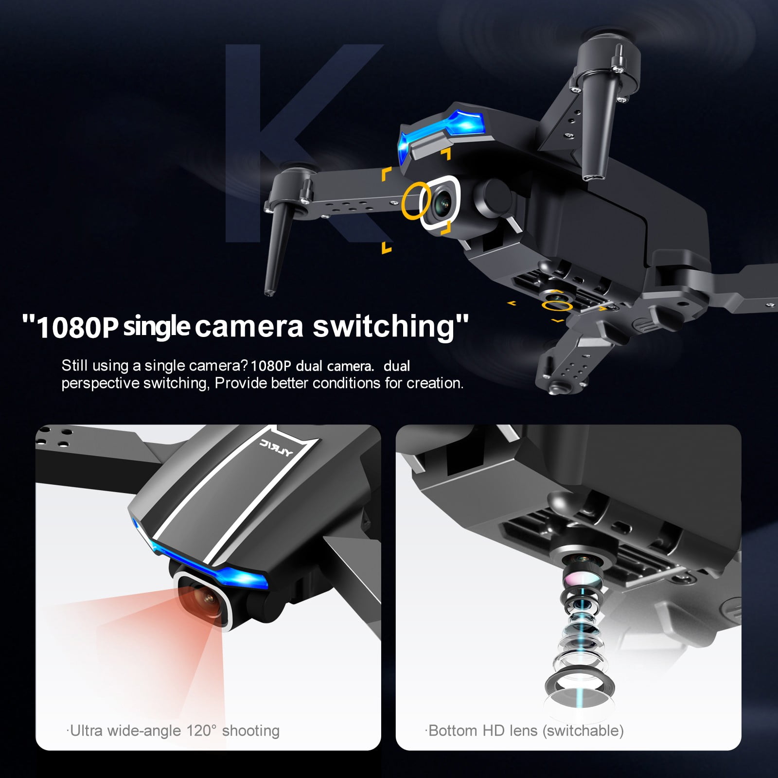 ESULOMP Mini Drone with 1080P HD FPV Camera Remote Control Toys Gifts for Boys Girls with Altitude Hold Headless Mode Start Speed Adjustment（3 Body Battery）