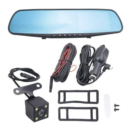 4.3 Inch Car DVR Rearview Mirror Driving Video Recorder Dual Lens Dash Camera 1080P IPS Front and Rear Camera Dash Cam