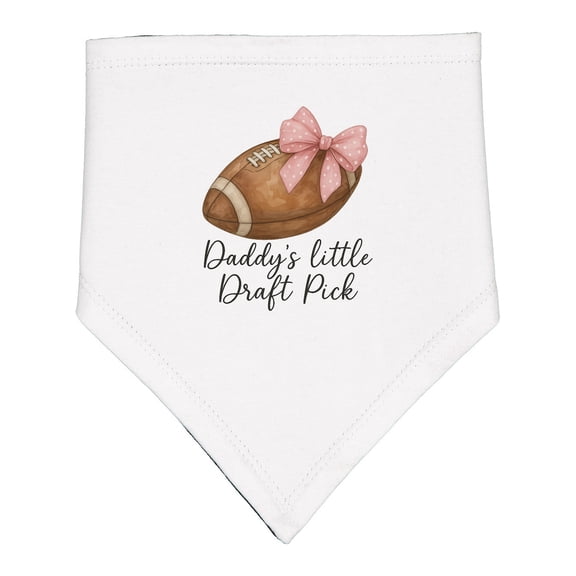 Inktastic Daddy's Little Draft Pick Football Pink Bow Baby Bandana Bib
