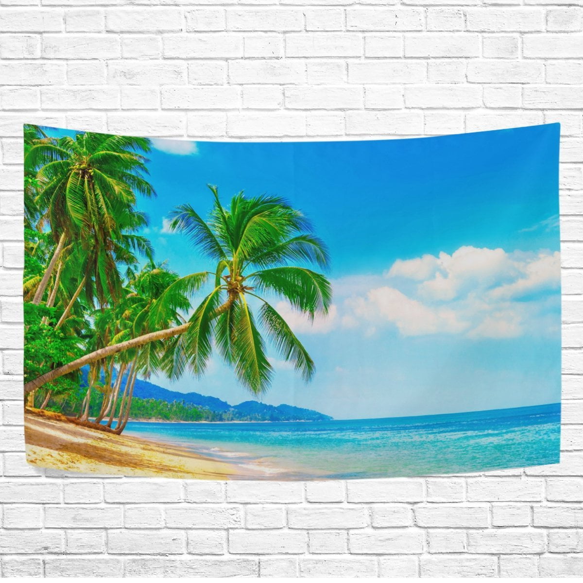 PHFZK Bule Sea Home Decor Wall Art, Tropical Beach Palm Tree Tapestry ...