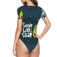 thumbnail image 4 of Daiia Avocado in Space1 print Women's Crew Neck Short Sleeve Bodysuit Fashion Tops Fit Casual Basic Extender Bodysuit-XX-Large, 4 of 9
