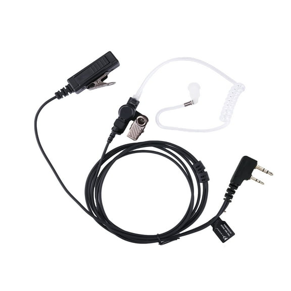 KS K-STORM Covert Acoustic Tube Walkie Talkie Earpiece Headset with Mic Compatible with 2 Pin Kenwood Two Way Radio, PU Material, Black (Kenwood)