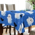 thumbnail image 3 of 54x72 Inch Tablecloth Polyester Square Tablecloth for Home Kitchen Dinner Decor Blue Background with Ghost Pattern, 3 of 9