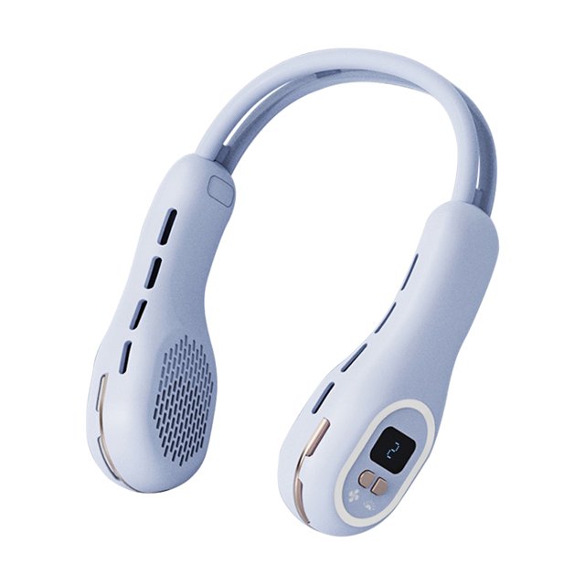 Ventilador eléctrico sin aspas Ventilador de cuello colgante con pantalla digital de 3 velocidades (morado lila) Tmvgtek Libre de BPA
