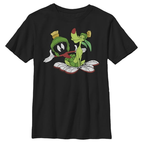 Boy's Looney Tunes Marvin The Martian and K-9 Portrait Graphic Tee Black X Small
