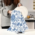thumbnail image 6 of Dreamtimes Blue Flowers Kitchen Dish Towels 4 Piece,Absorbent Soft Dishcloths Towels Reusable Hand Towels Quick Drying Cleaning Cloth, Tea Towels,18" x 28", 6 of 7