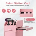 thumbnail image 2 of Tcbosik Rolling Salon Cart with 4 Removable ABS Trays, Lockable Door, Tools Holder Slots & Slide-Out Side Tray, Mobile Beauty Trolley in Pink, 12.4"L x 20"W x 33.8"H, 2 of 8