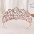 thumbnail image 4 of Nvzi Tiara de boda para novia, diadema de princesa, corona de novia, joyería para el cabello con diamantes de imitación de cristal,graduación, boda, fiesta de disfraces (rosa), 4 of 4