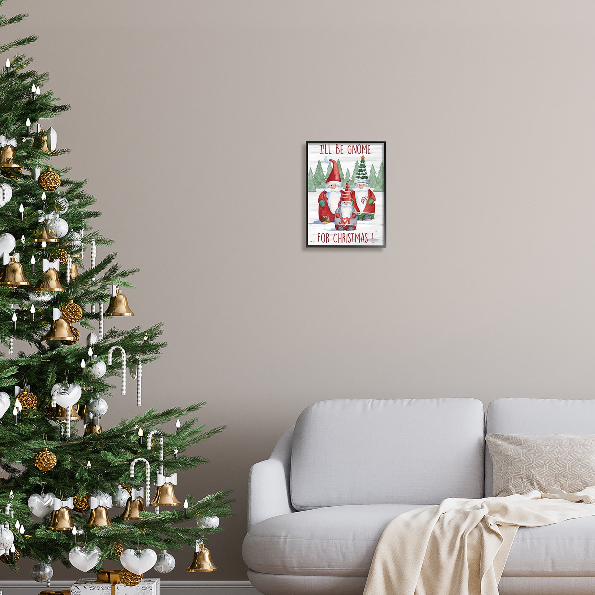 Stupell Industries Gnome For Christmas Phrase Holiday Painting Black Framed Art Print Wall Art, 11 x 14