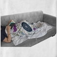 thumbnail image 6 of Sugar Skull Soft Flannel Fleece Throw Blanket, Traditional Mexican Skull Ornamented with Abstract Leaves and Phoenix Bird, Cozy Plush for Indoor and Outdoor Use, 50" x 60", Multicolor, by Ambesonne, 6 of 6