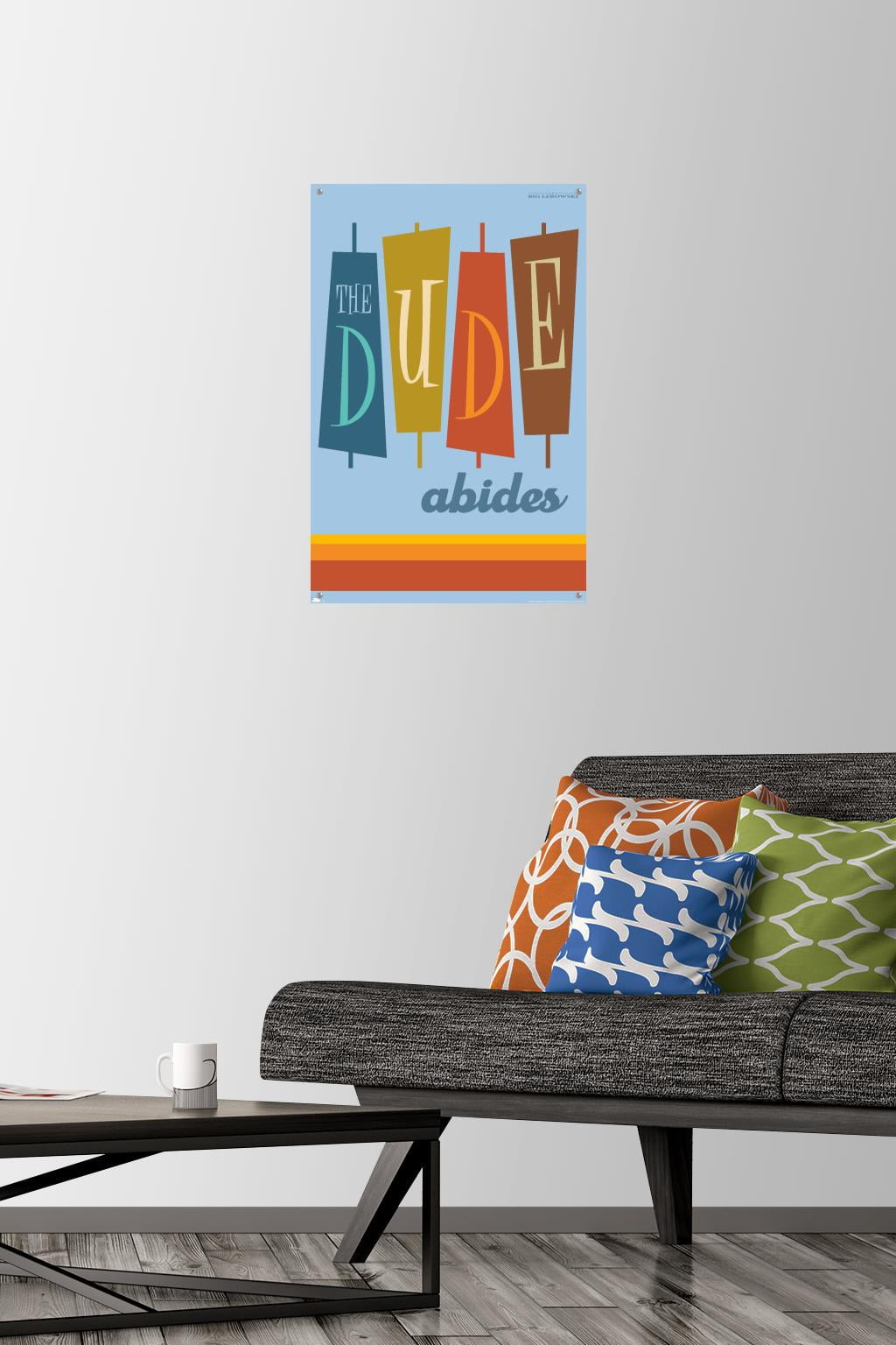 The Big Lebowski - The Dude Abides Wall Poster with Pushpins, 14.725" x 22.375"