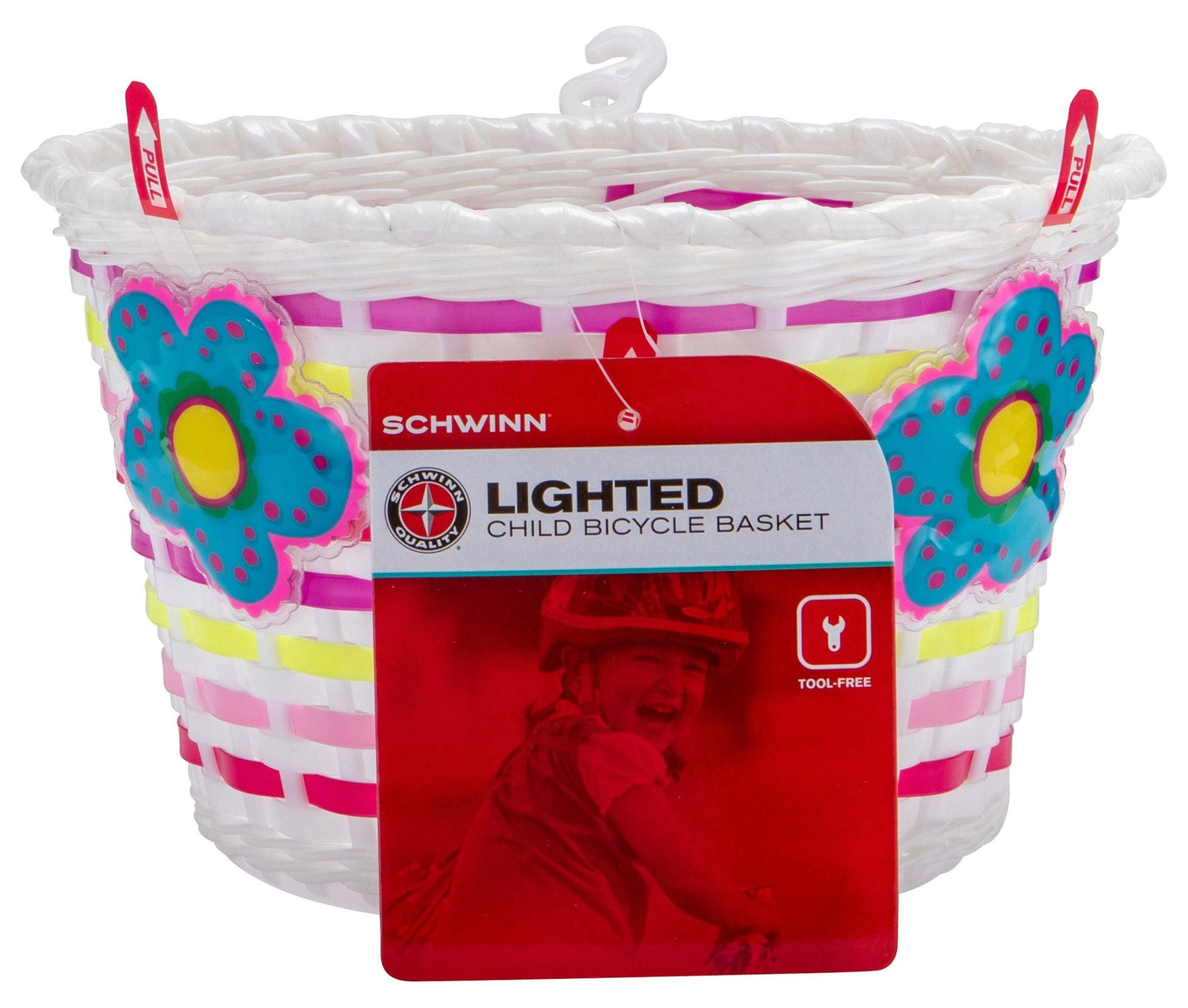 Schwinn Kid s Bicycle Basket with LED Flowers Pink Walmart