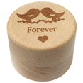 thumbnail image 2 of Cute Wooden - Small Premium Round Ear Jewelry Storage Organizer Gift Box with Forever Pattern for Proposal, Engagement, Wedding, 2 of 7