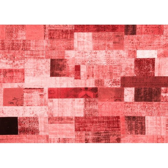 Ahgly Company Indoor Rectangle Patchwork Red Transitional Area Rugs, 7' x 9'