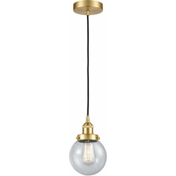 616-1PH-SG-G204-6-LED-Innovations Lighting-Beacon - 1 Light Mini Pendant In Industrial Style-9.5 Inches Tall and 6 Inches Wide Satin Gold Seedy