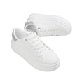 thumbnail image 7 of LUCKY STEP Fashion Chunky Faux Leather Sneakers Low Top Casual Shoes,White/Silver Rhinestone,Womens, 7 of 7